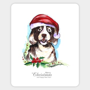 Cute Dog Wearing Christmas Hat Sticker